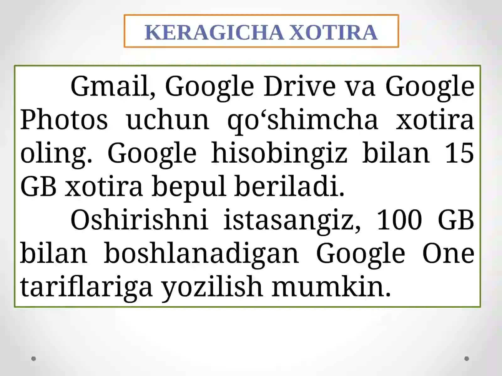 Google One  va uning  imkoniyatlari 4