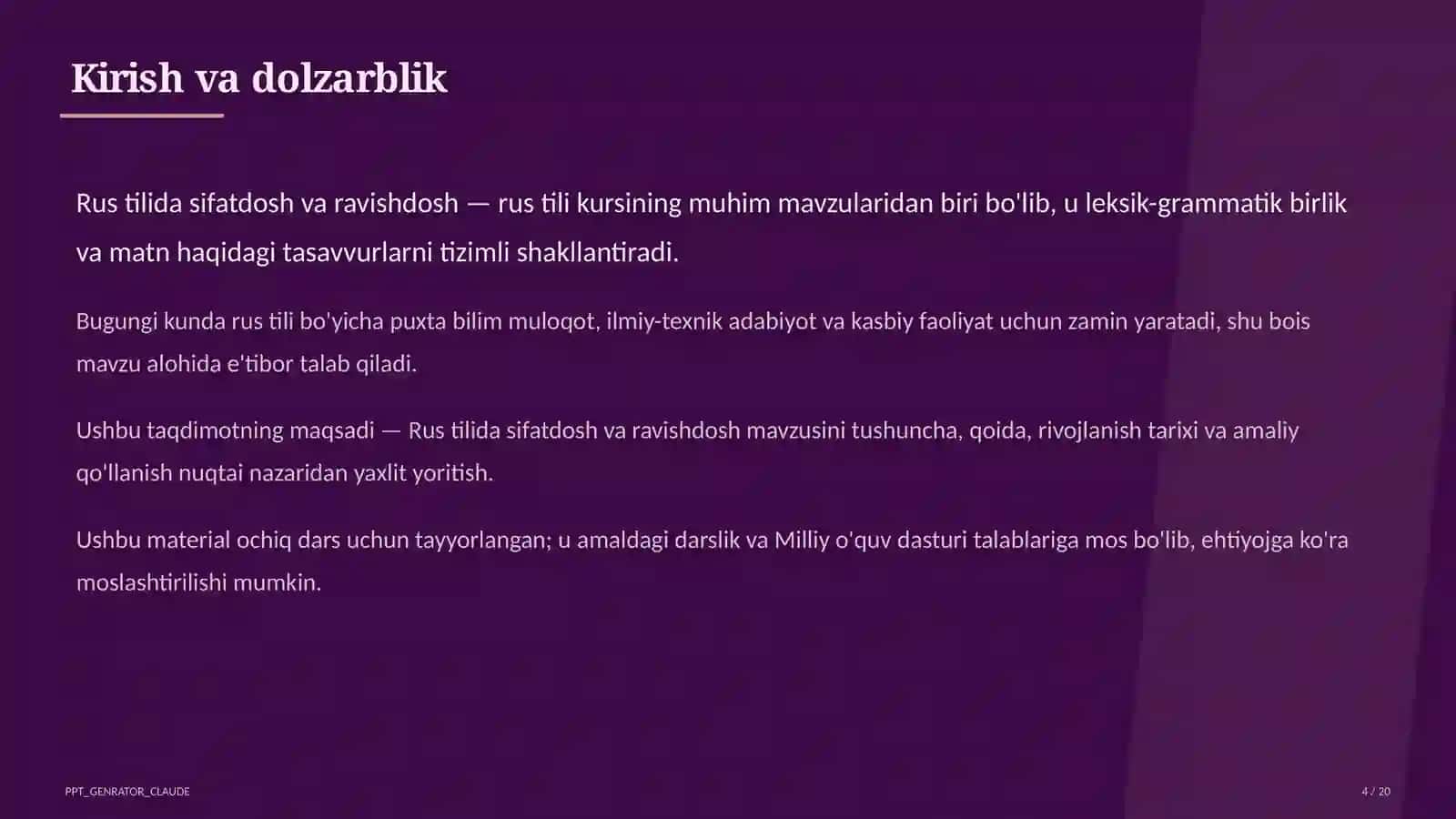 Rus tilida sifatdosh va ravishdosh (7-sinf) 4