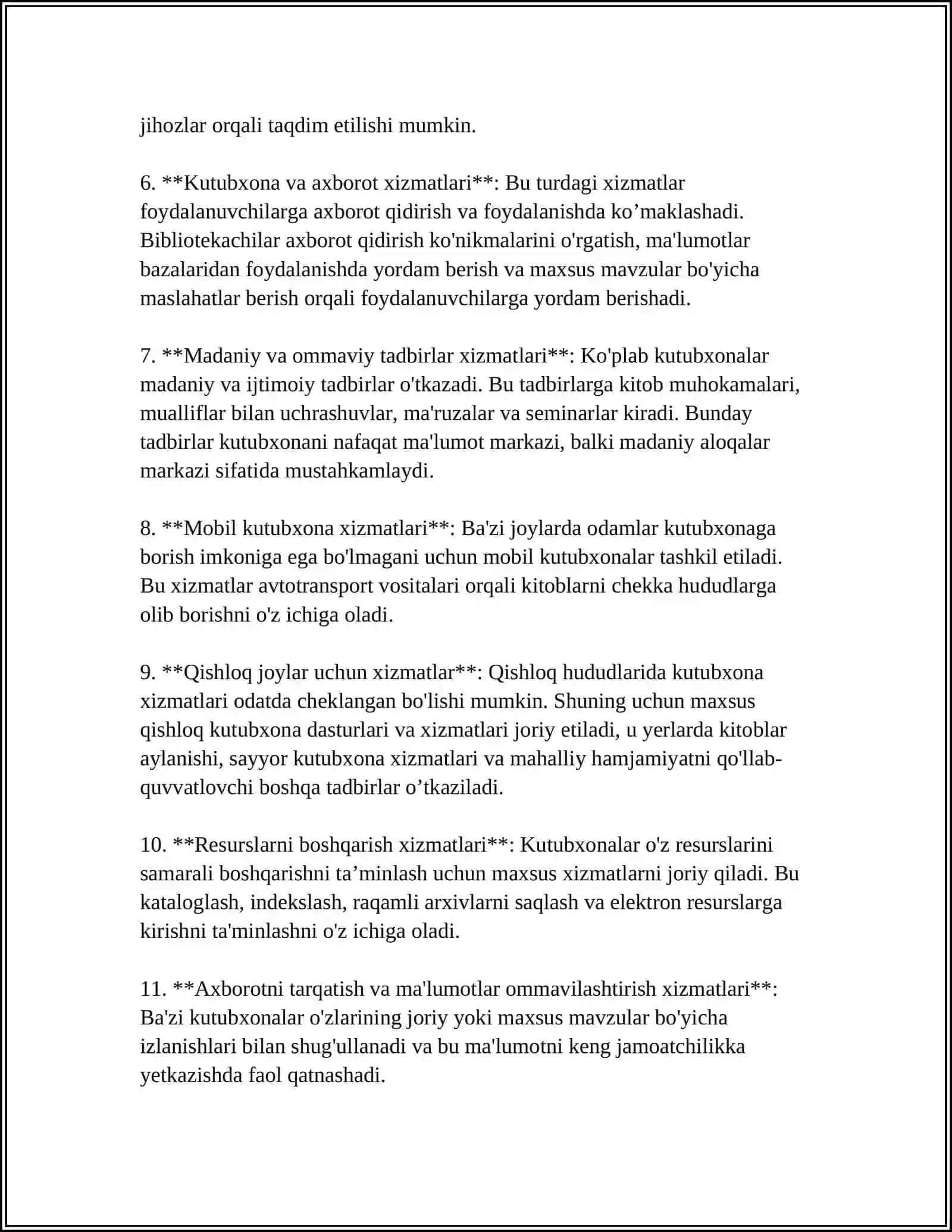 KUTUBXONA XIZMATI KOʻRSATISHNING TASHKIL QILINISHI 4