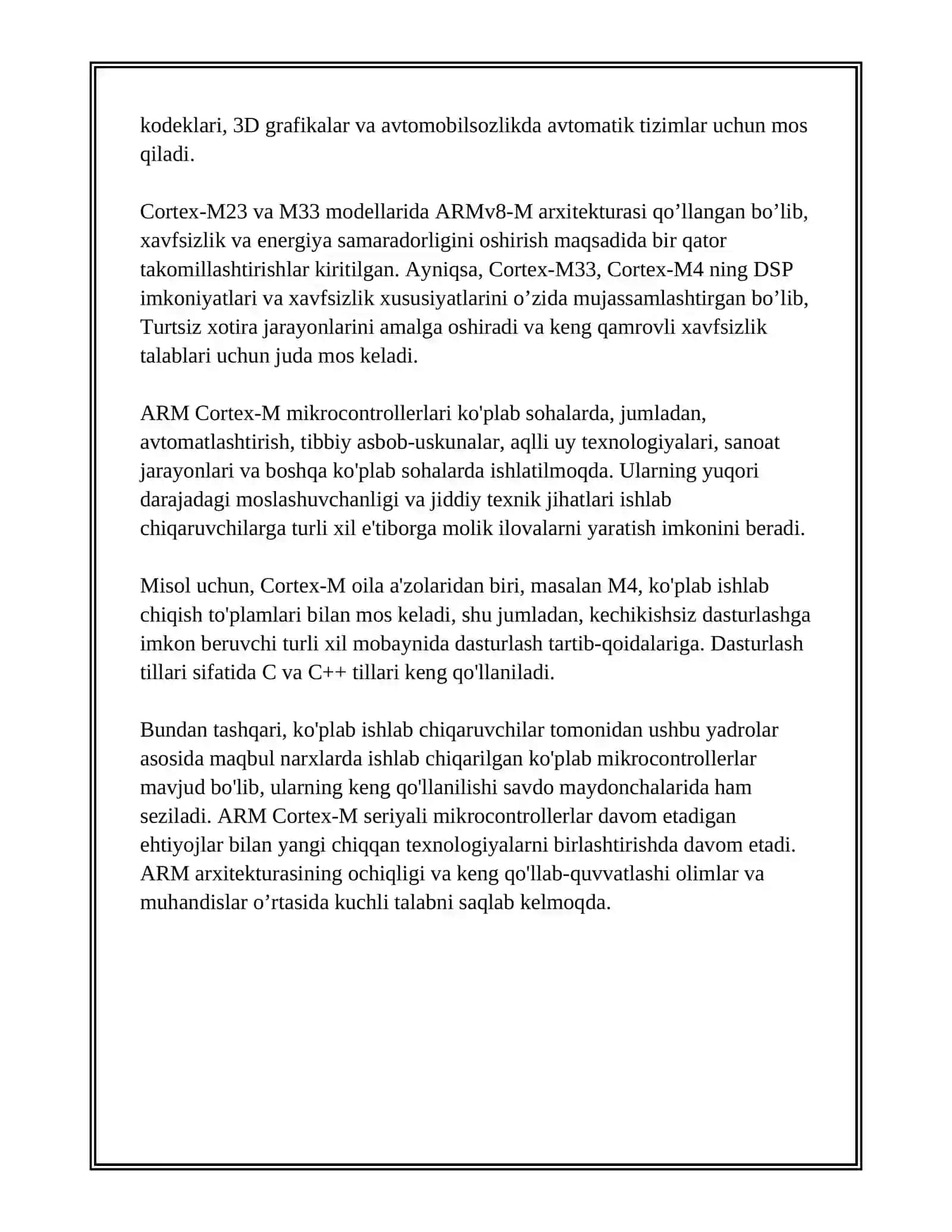 ARM CORTEX-M MIKROKONTROLLERLARI VA ULARNING IMKONIYATLARI 4