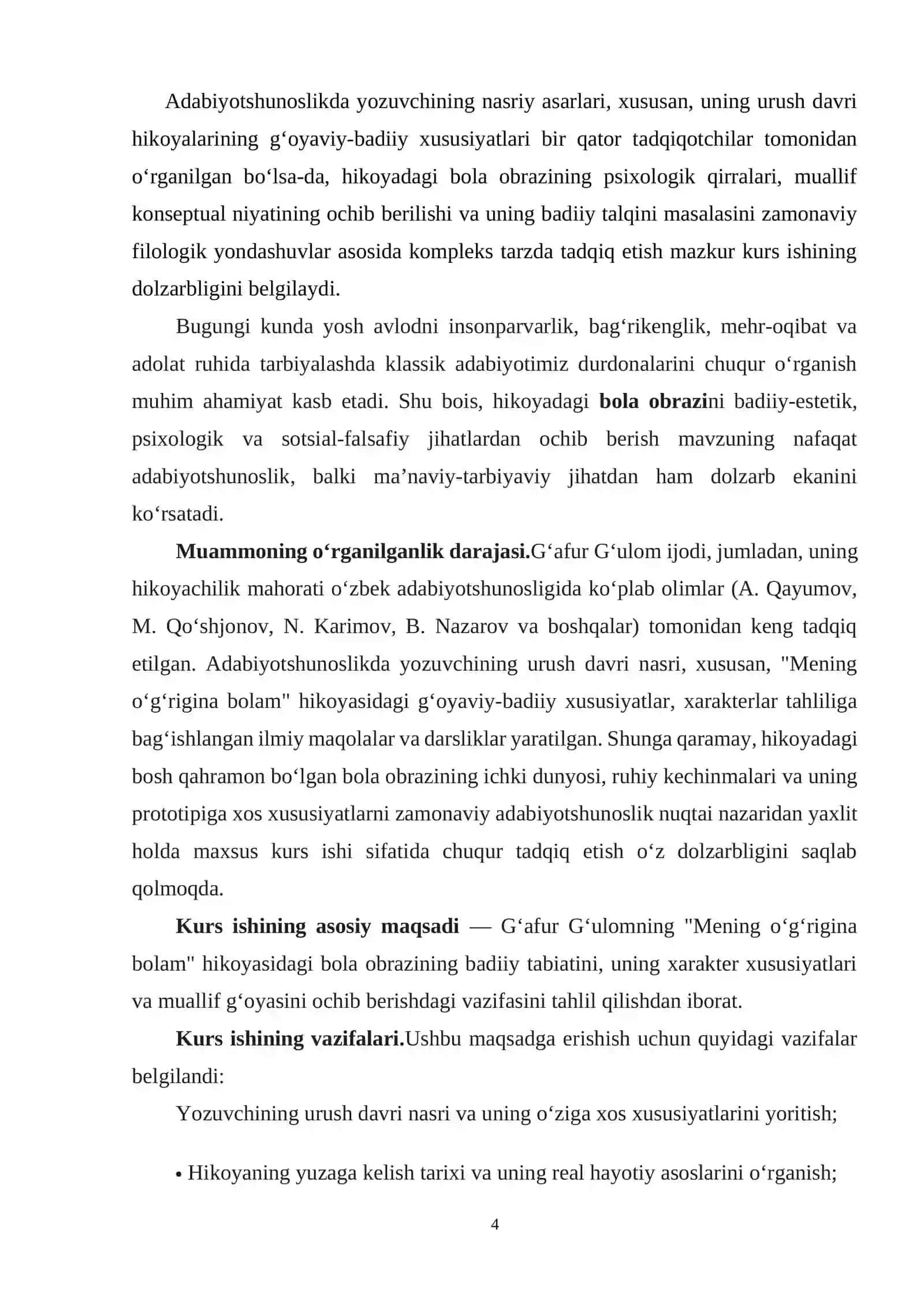 Gʻafur Gʻulomning "Mening oʻgʻrigina bolam" hikoyasida bola obrazi 4