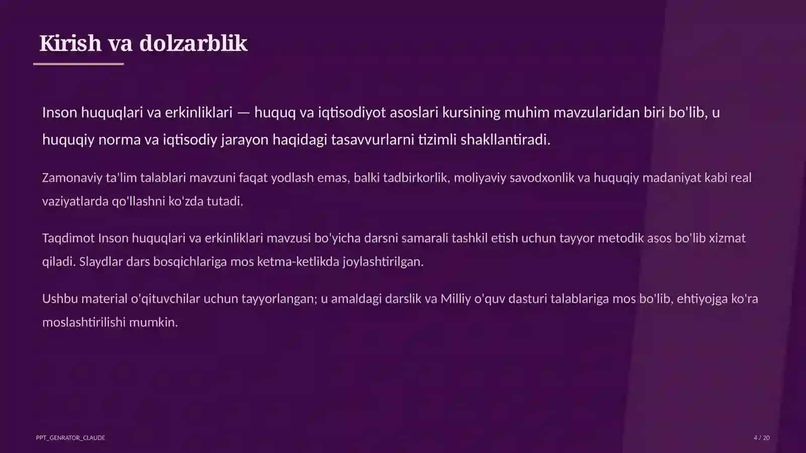 Inson huquqlari va erkinliklari (9-sinf) 4