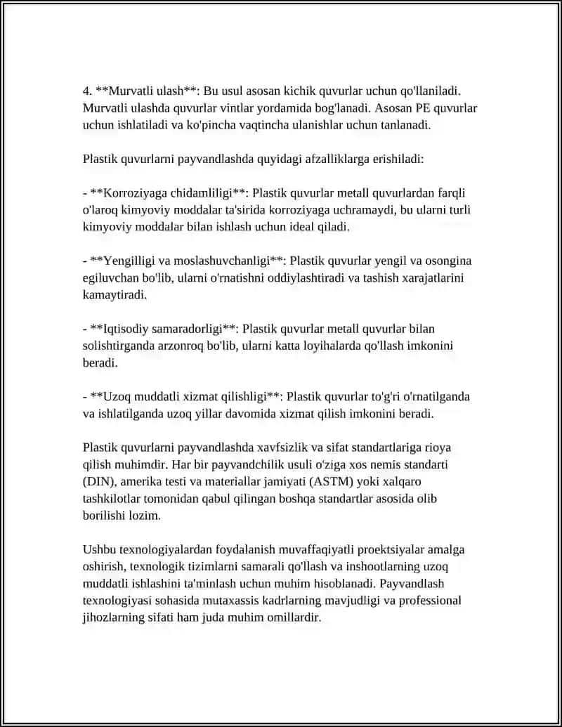 PLASTIK QUVURLARNI PAYVANDLASH TEXNOLOGIYASI 4