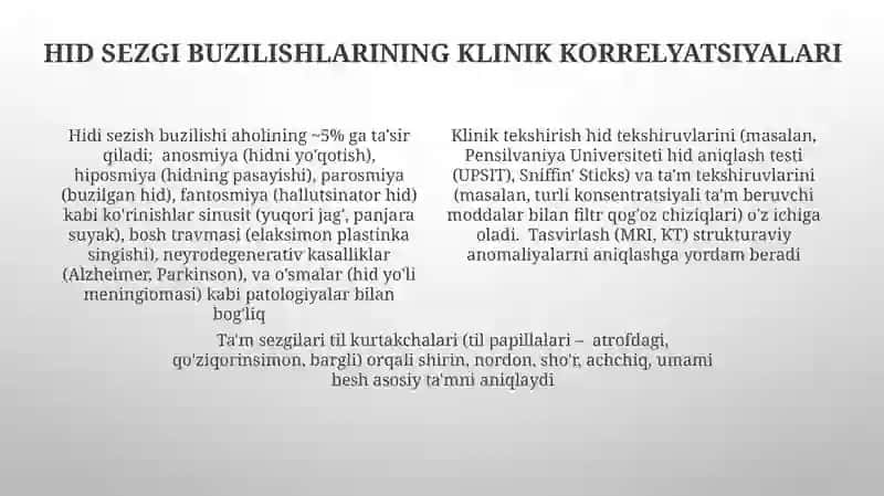 Ta'mbilish va hidbilishazorining funksional anatomiyasi 4