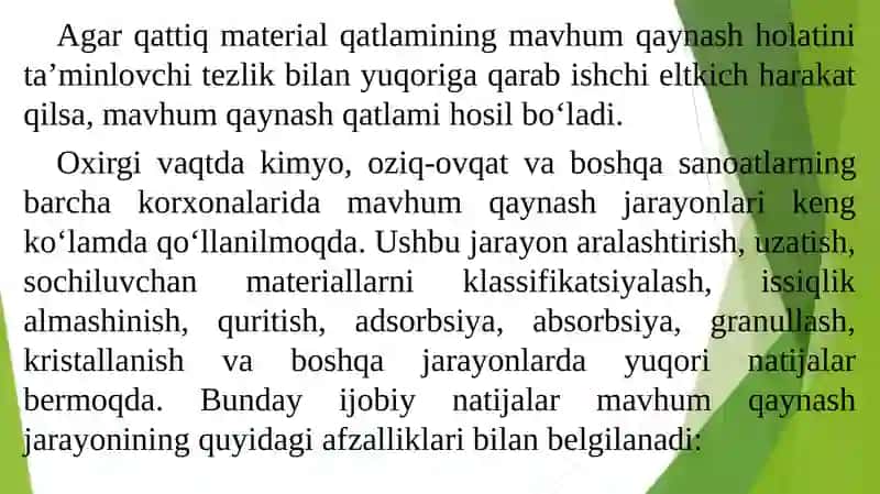Qo‘zg‘almas va Mavhum Qaynash Qatlamlari Gidrodinamikasi 4