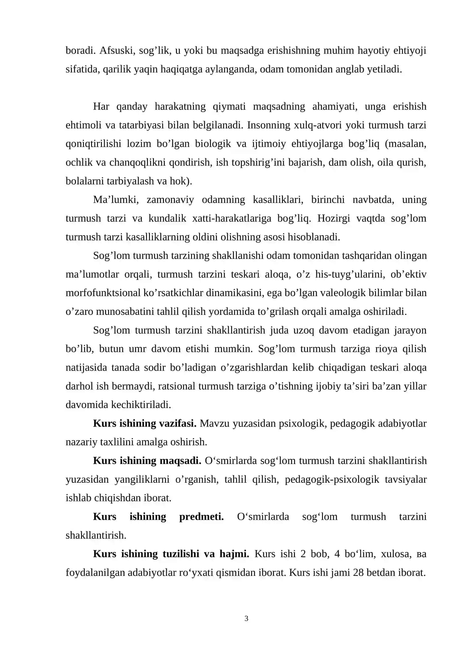 O‘smirlarda sog‘lom turmush tarzini shakllantirish mavzusidagi kurs ishi 4