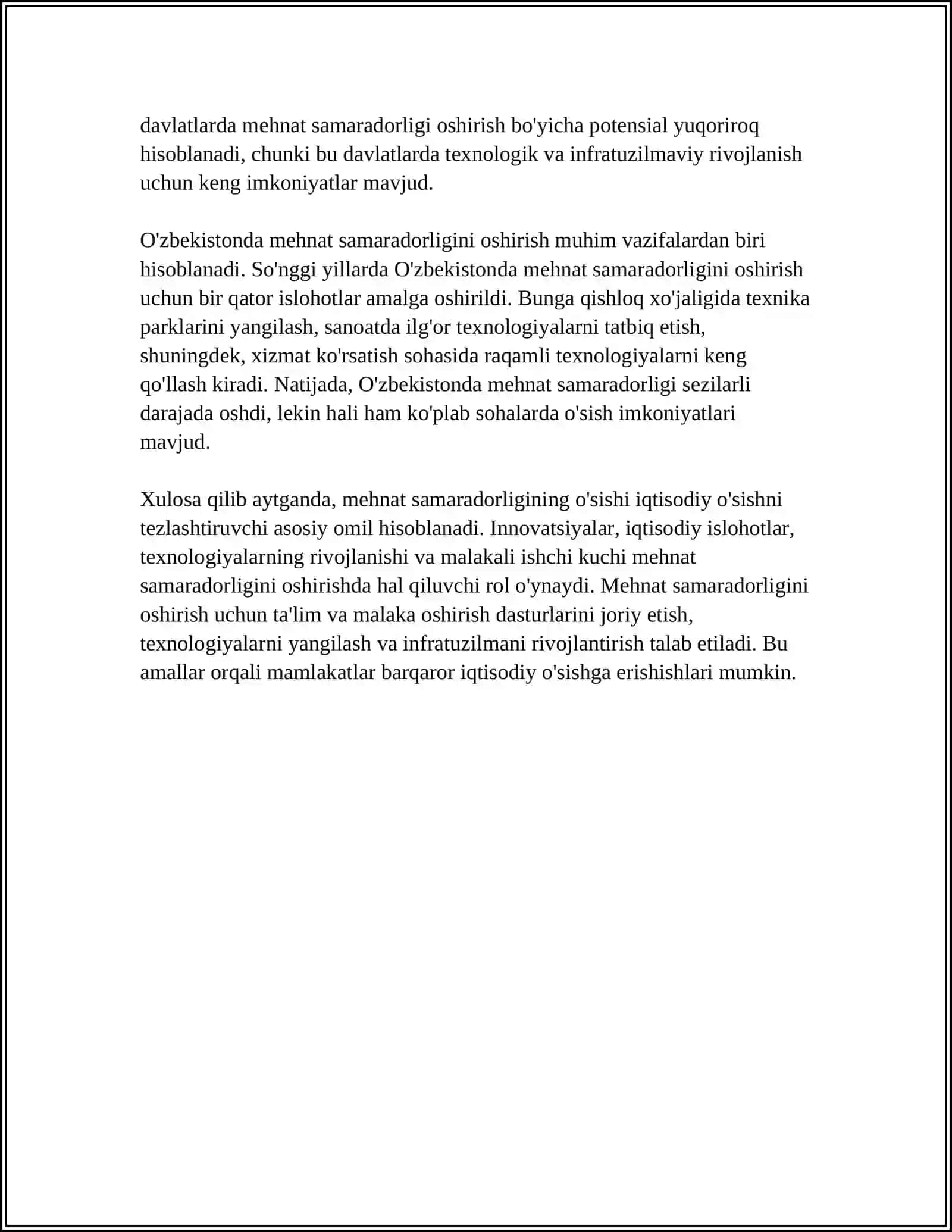 IQTISODIY O‘SISHDAGI MEHNAT VA FONDLARNING NISBIY MIQDORI 4