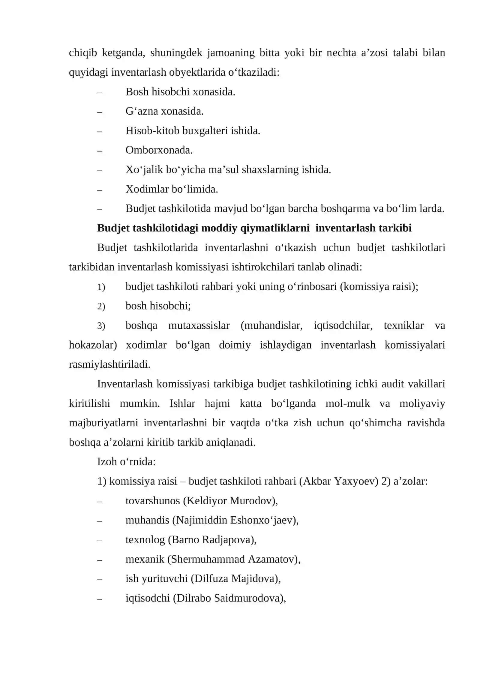 inventarlashni o‘tkazish tartibi va ularni hisobga olish 4