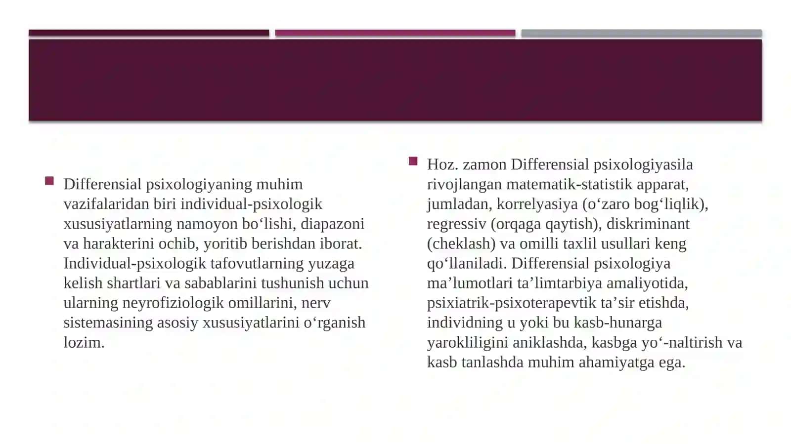 Differensial psixologiya usullari tasnifi 4