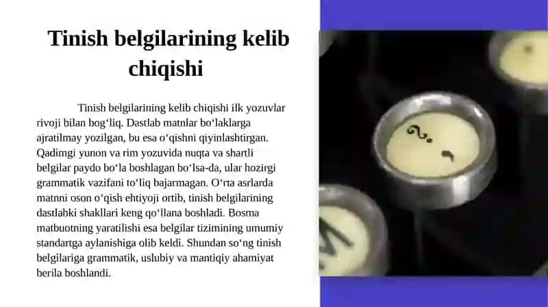 Tinishbelgilarining qo‘llanishi 4