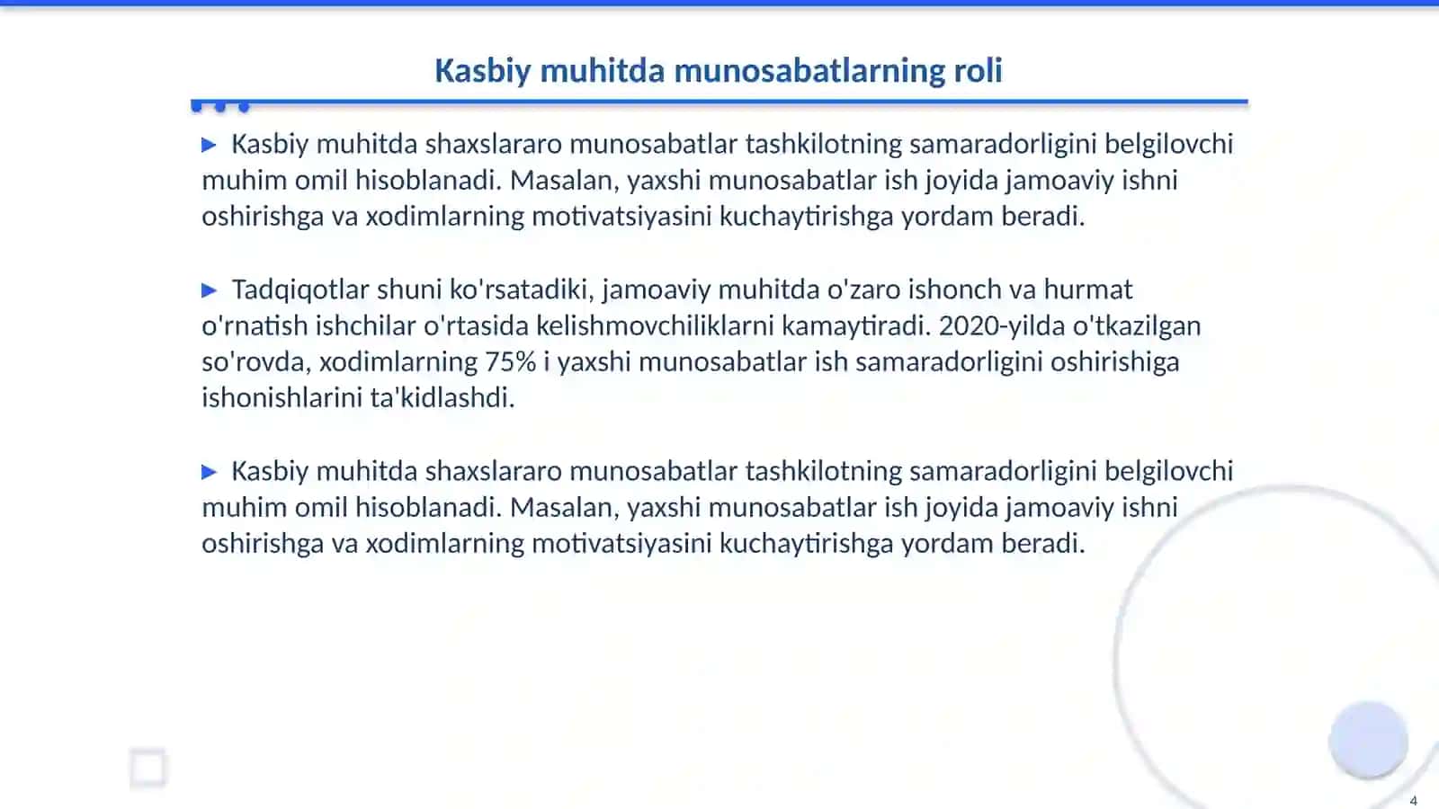 Kasbiy psixologiyada shaxslararo munosabatlar psixologiyasi 4