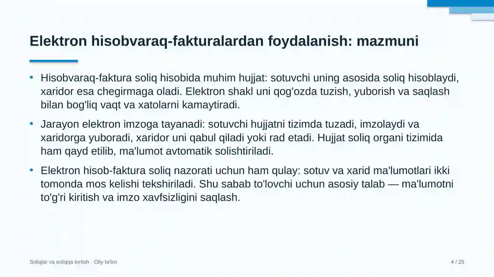 Dam olish maskanlarida elektron hisobvaraq-fakturalardan foydalanish 4