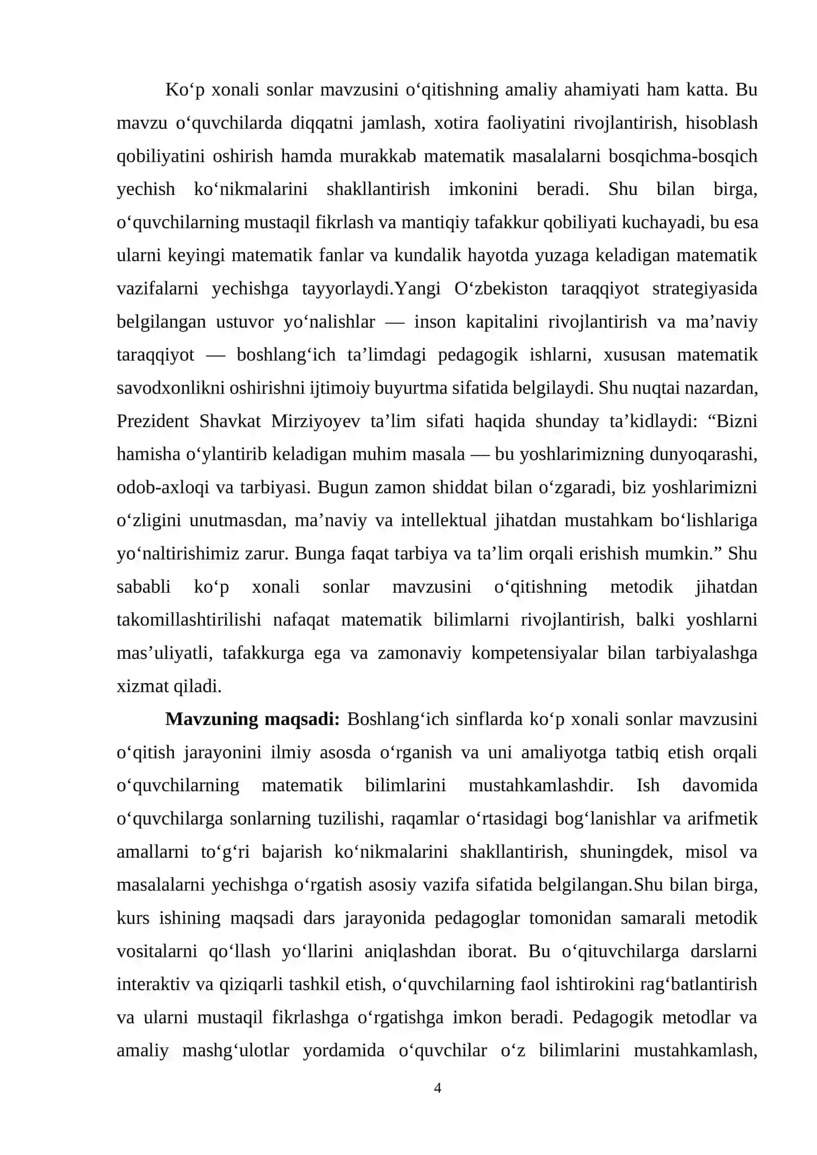 “KO'P XONALI SONLAR” MAVZUSIDA MISOL VA MASALALAR YECHISHGA O'RGATISH METODIKASI 4