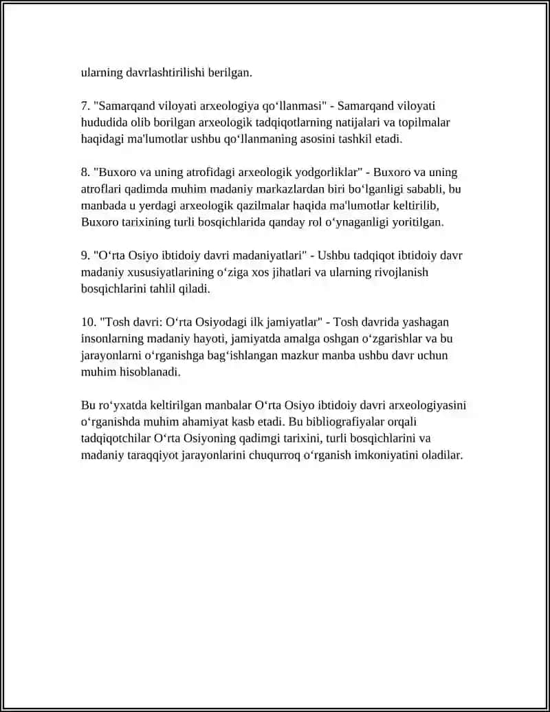 O‘RTA OSIYONING IBTIDOIY DAVRI TARIXIGA OID ADABIYOTLAR BIBLIOGRAFIYASI RO‘YHATI 4