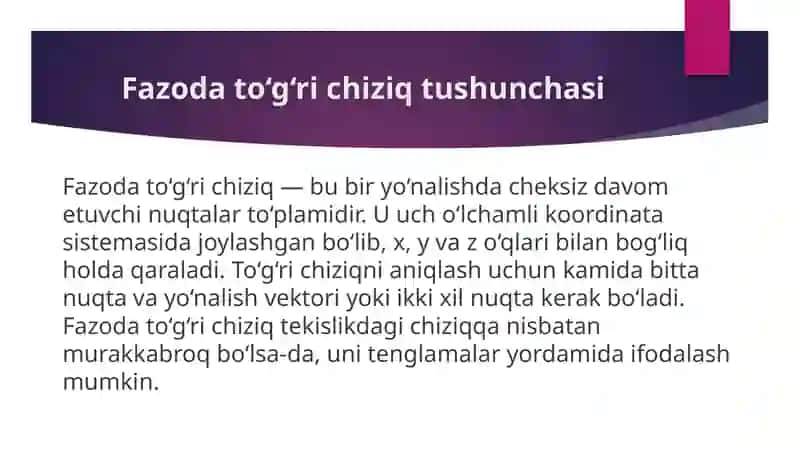 Fazoda to‘g‘ri chiziq tenglamalari 4