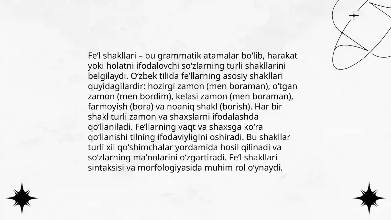 Boshlangʻich sinf darsliklarida feʼlga oid mashqlarni tasnif qilish 4