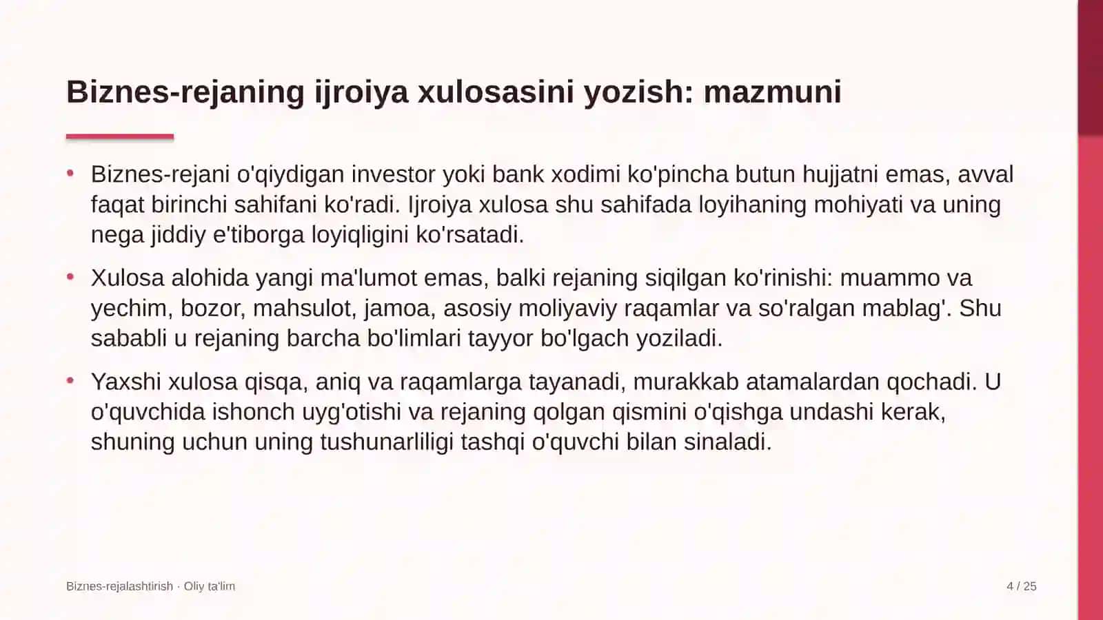 prodyuserlik markazlarida biznes rejaning ijroiya xulosasini yozish 3558 4