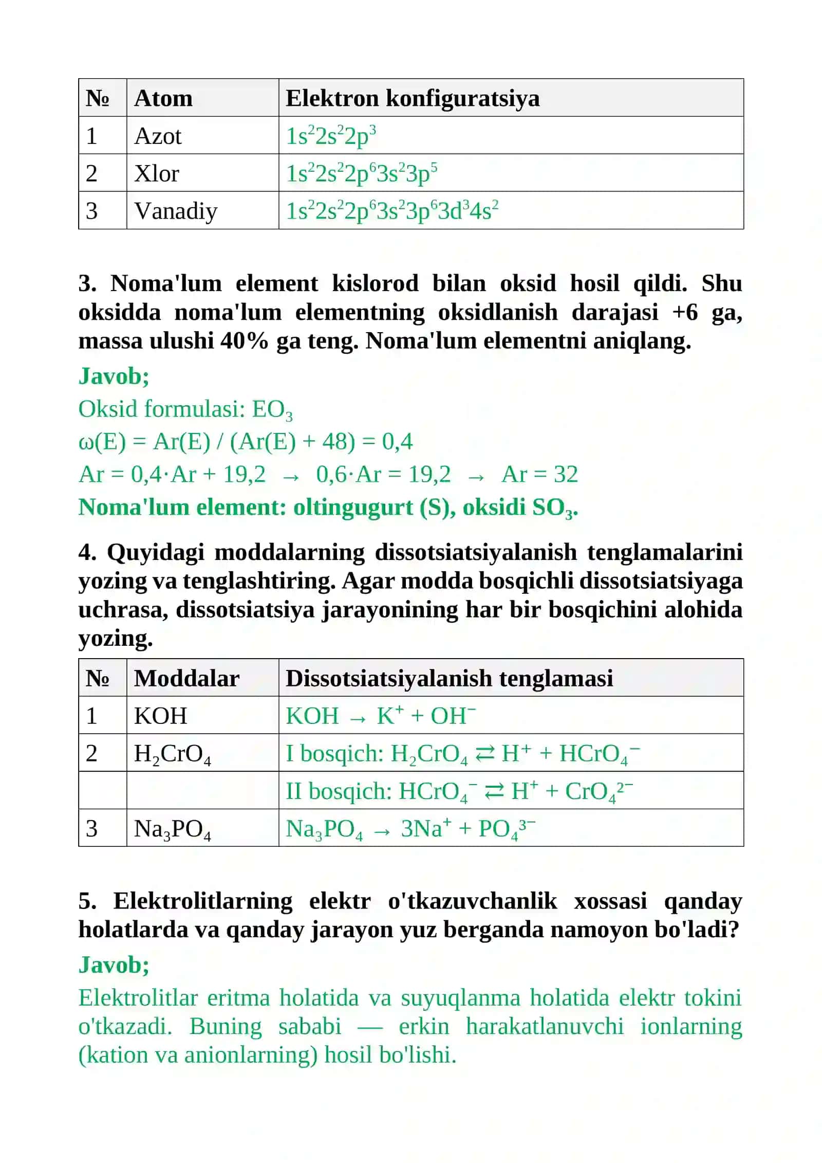 9-SINF KIMYO FANIDAN I CHORAK BSB-1 JAVOBLAR 2026-2027 o'quv yili 4