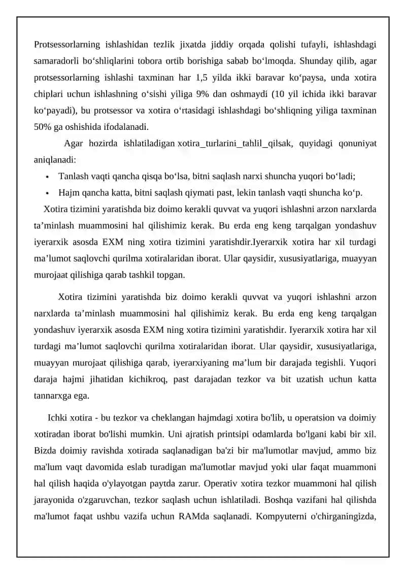 Xotirani tashkil etilishi. O’rnatilgan tizim xotiralari 4