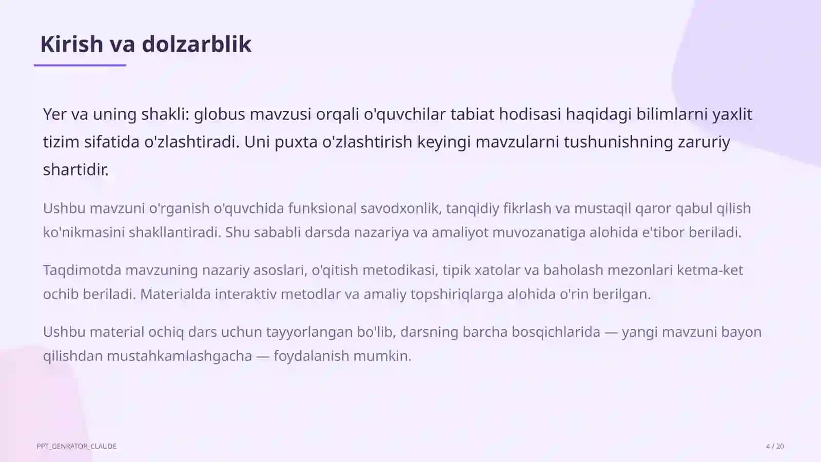 Yer va uning shakli: globus (3-sinf) 4