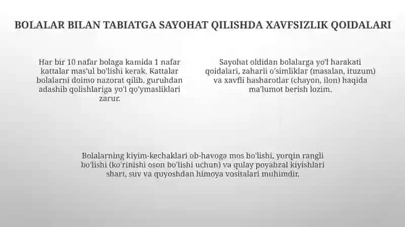 Tabiat bilan tanishtirish ekskursiya va sayrlar 4