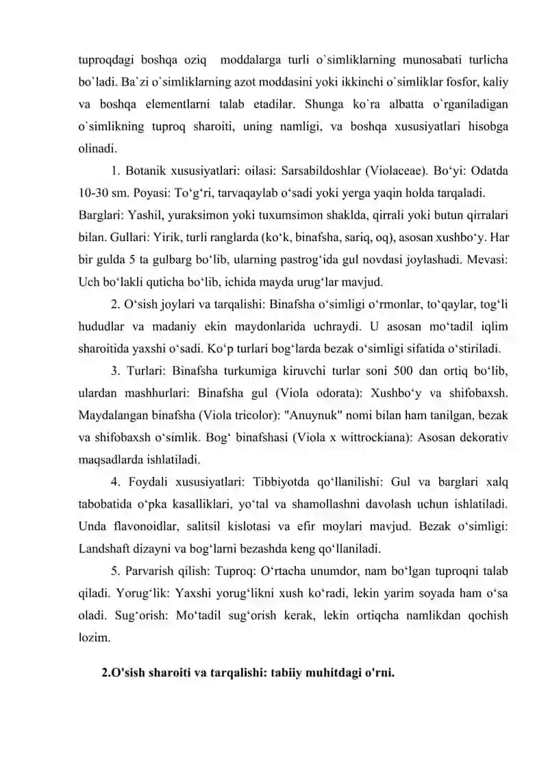 Binafsha o'simligi 4