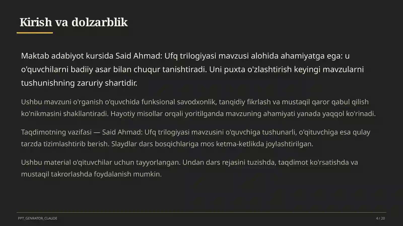 Said Ahmad: Ufq trilogiyasi (11-sinf) 4