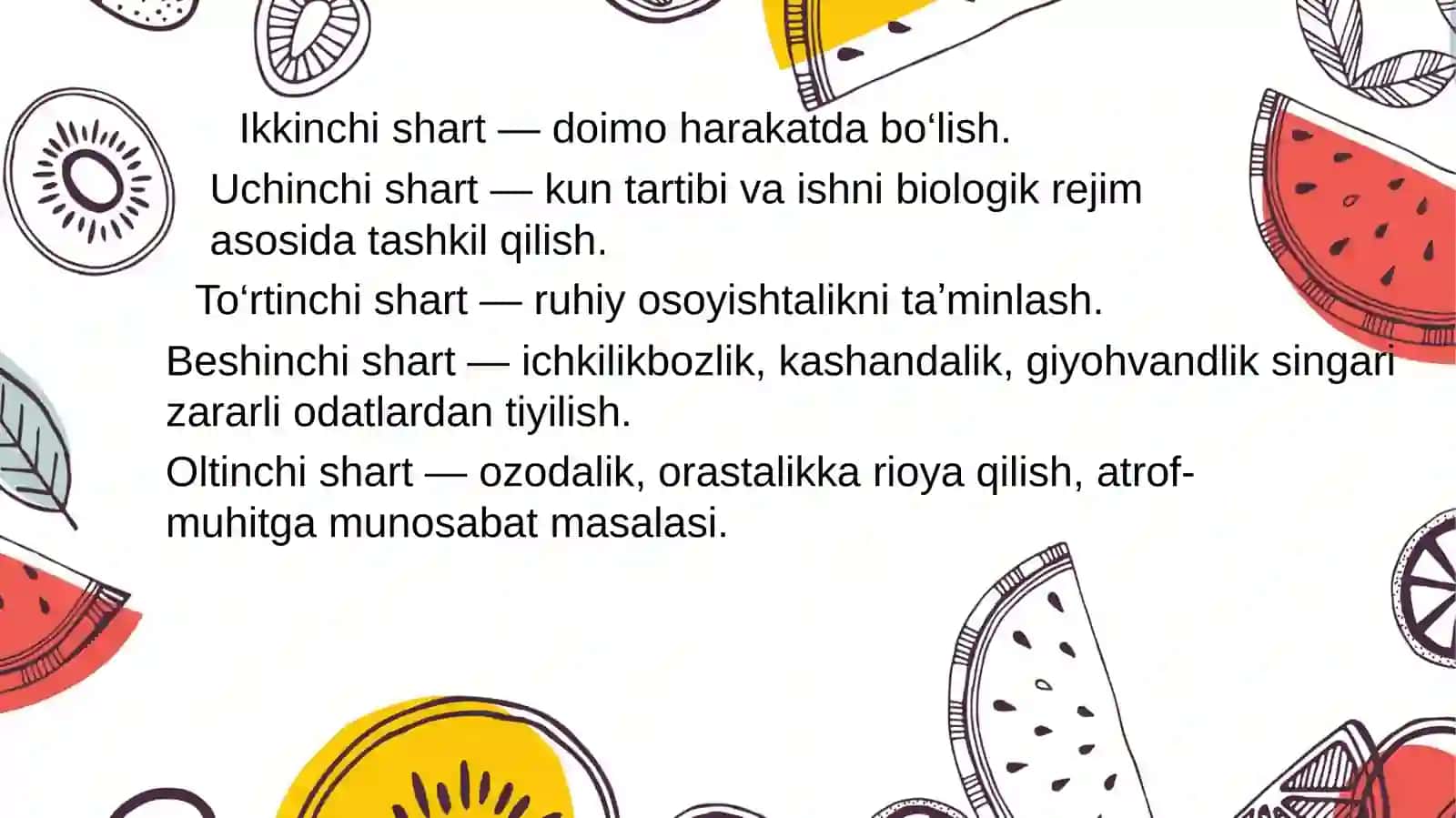 Soĝlom  turmush  tamoyillari  haqida  bilasizmi ? 4