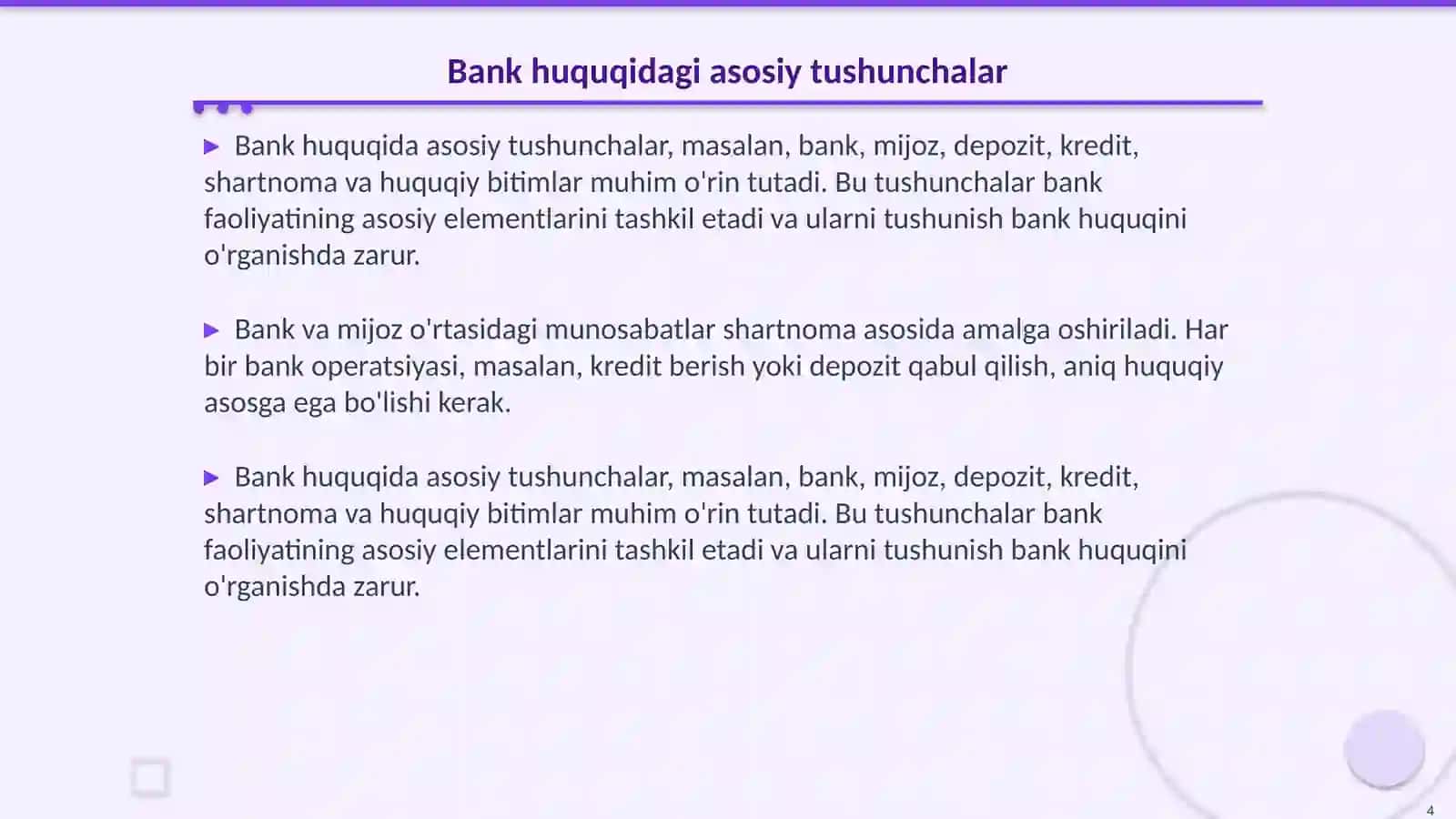 Bank huquqiga oid huquqiy munosabatlar 4
