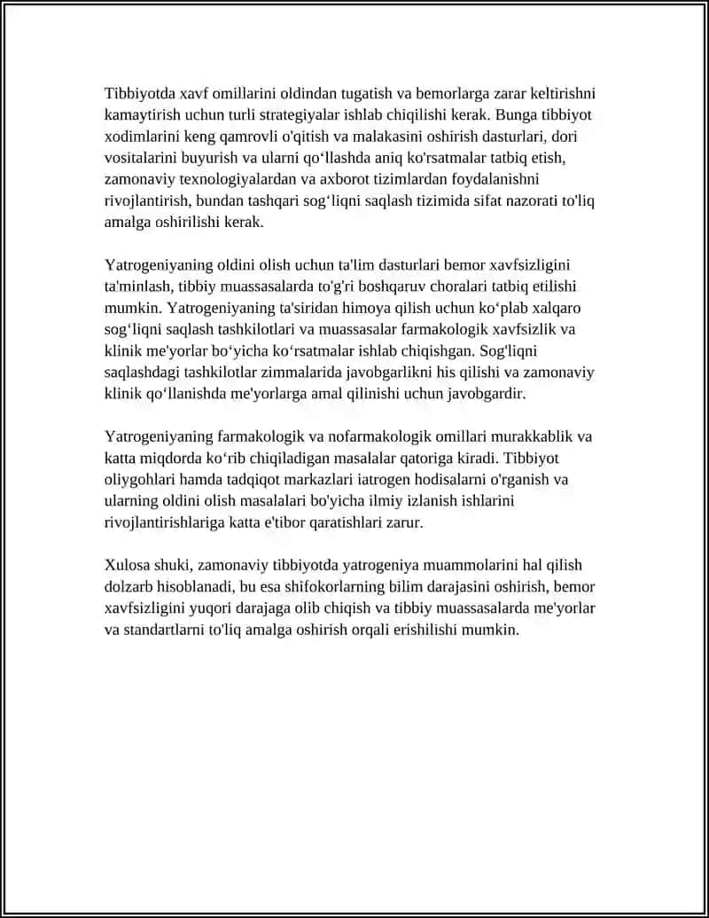 XOZIRGI ZAMON TIBBIYOTIDA YATROGENIYA MUAMMOLARI 4