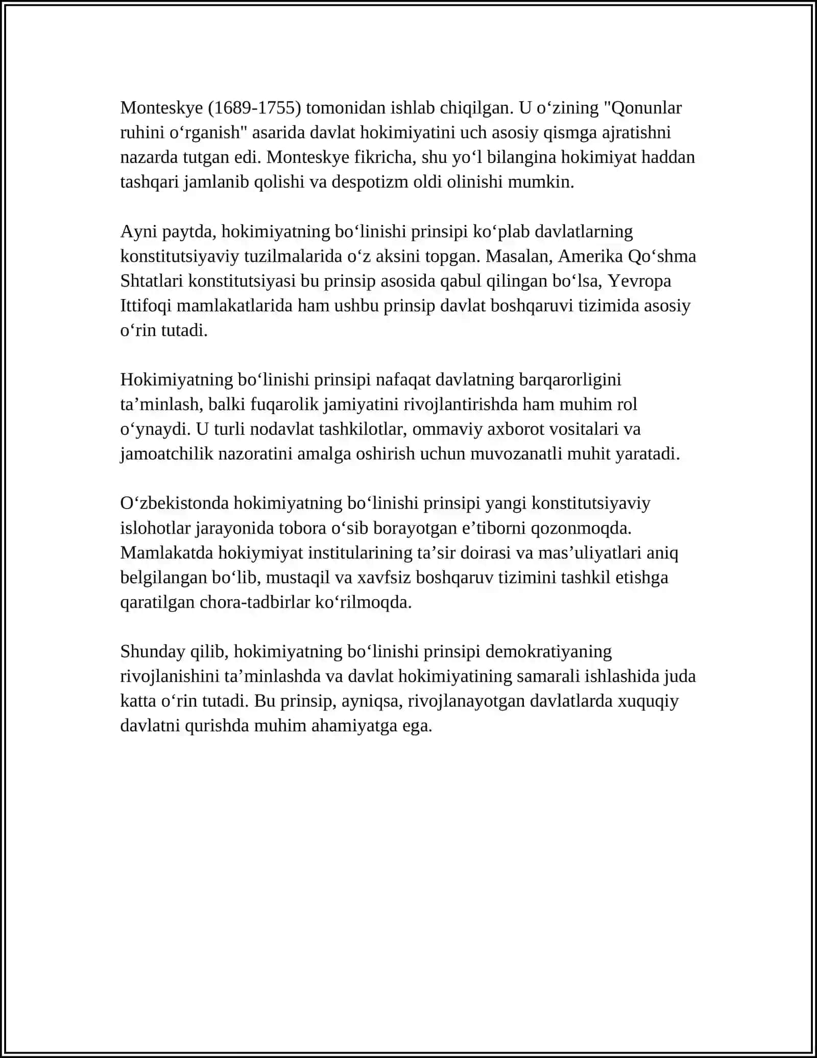 O’ZBEKISTONDA HOKIMYATNING BO’LINISH PRINSPI 4
