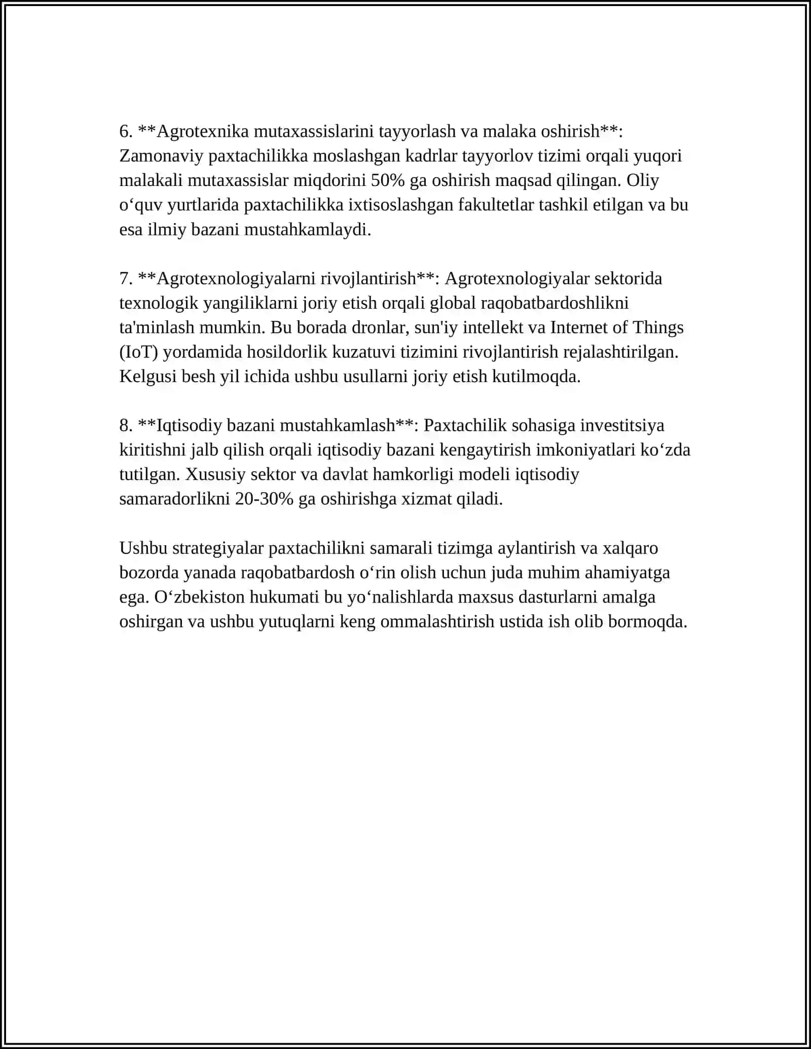 XORAZM VILOYATI QISHLOQ XO’JALIGI VA SANOAT SOHASINI RIVOJLANTIRISH YO’NALISHLARI 4