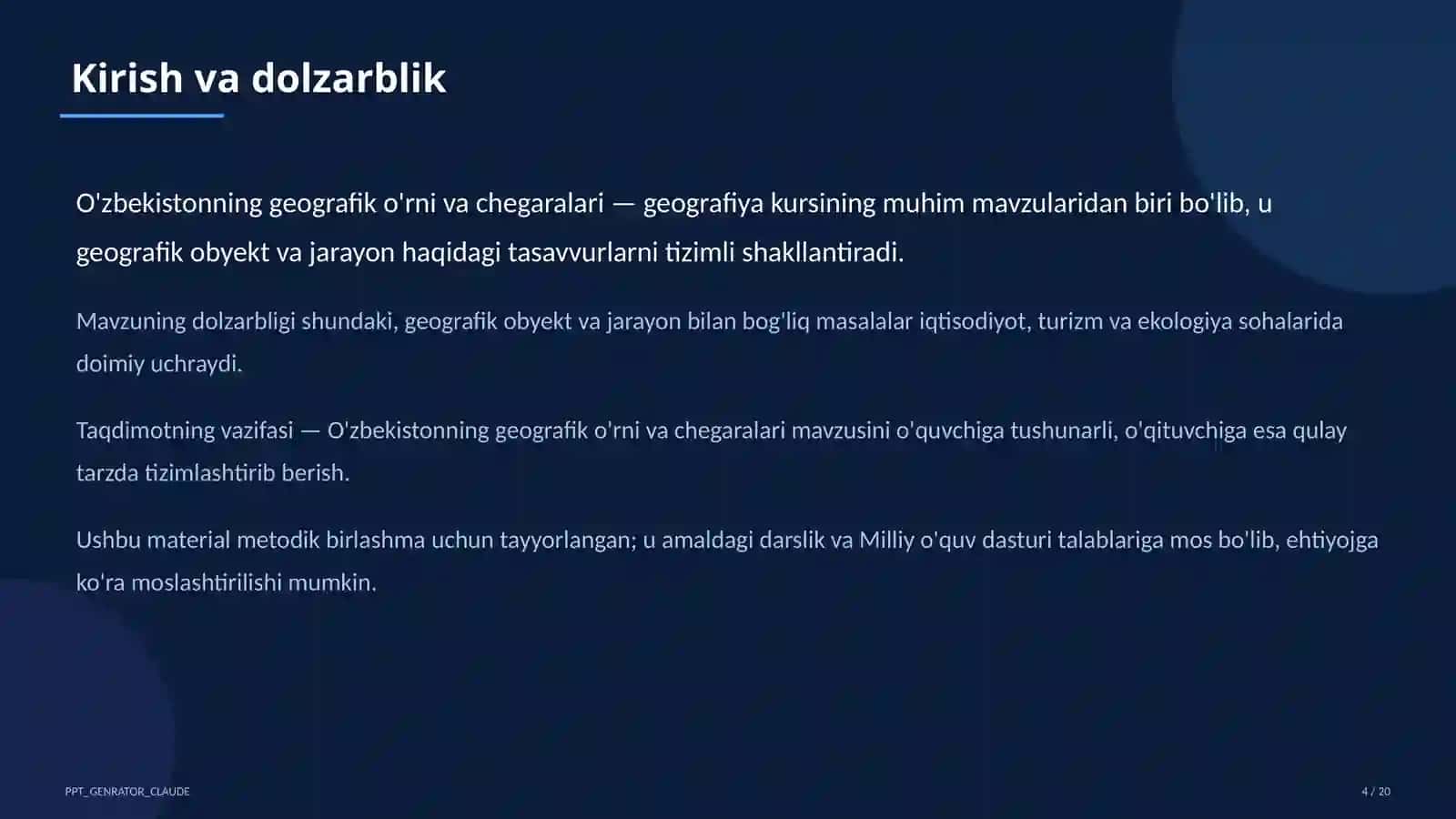 O'zbekistonning geografik o'rni va chegaralari (8-sinf) 4