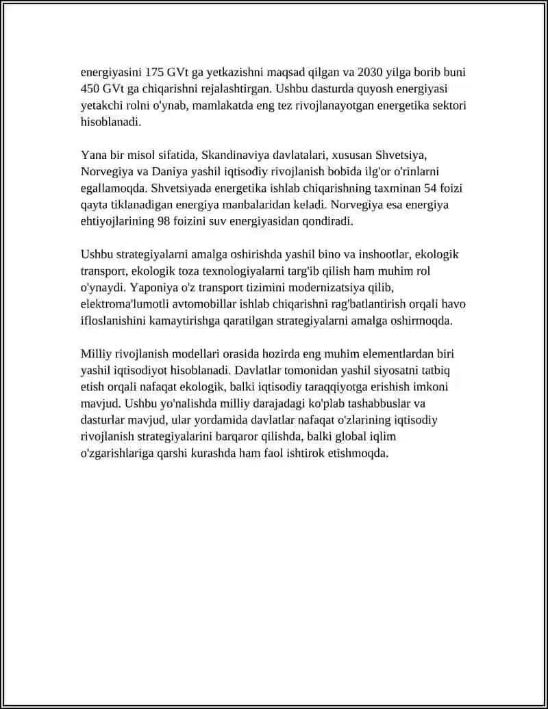 Yashil iqtisodiy o'sish strategiyalari va milliy rivojlanish modellari 4