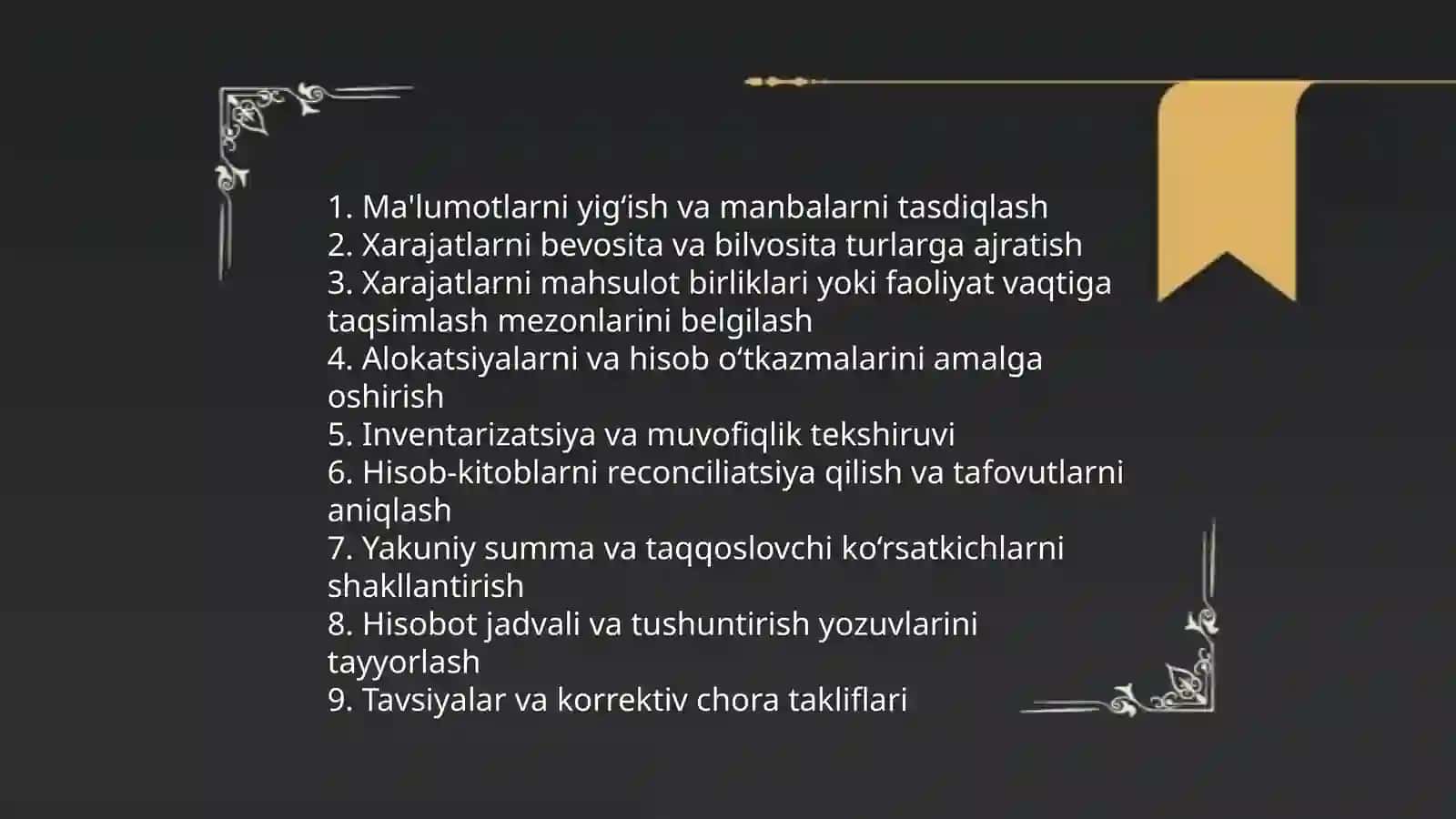 Ishlab chiqarish xarajatlari auditi natijalarini umumlashtirish 4