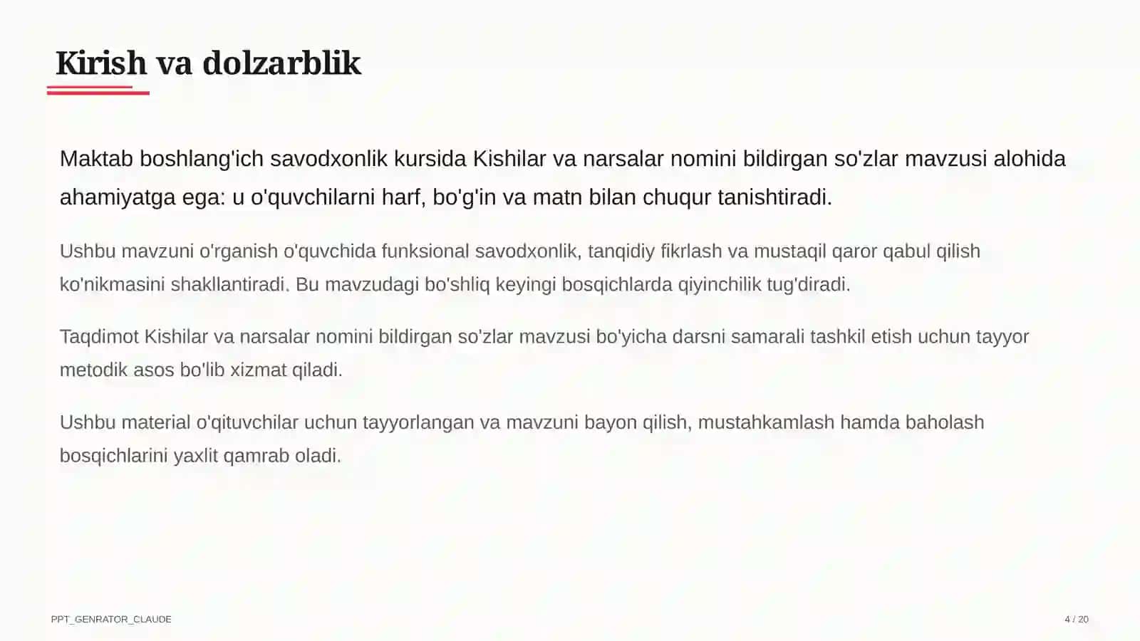 Kishilar va narsalar nomini bildirgan so'zlar (2-sinf) 4
