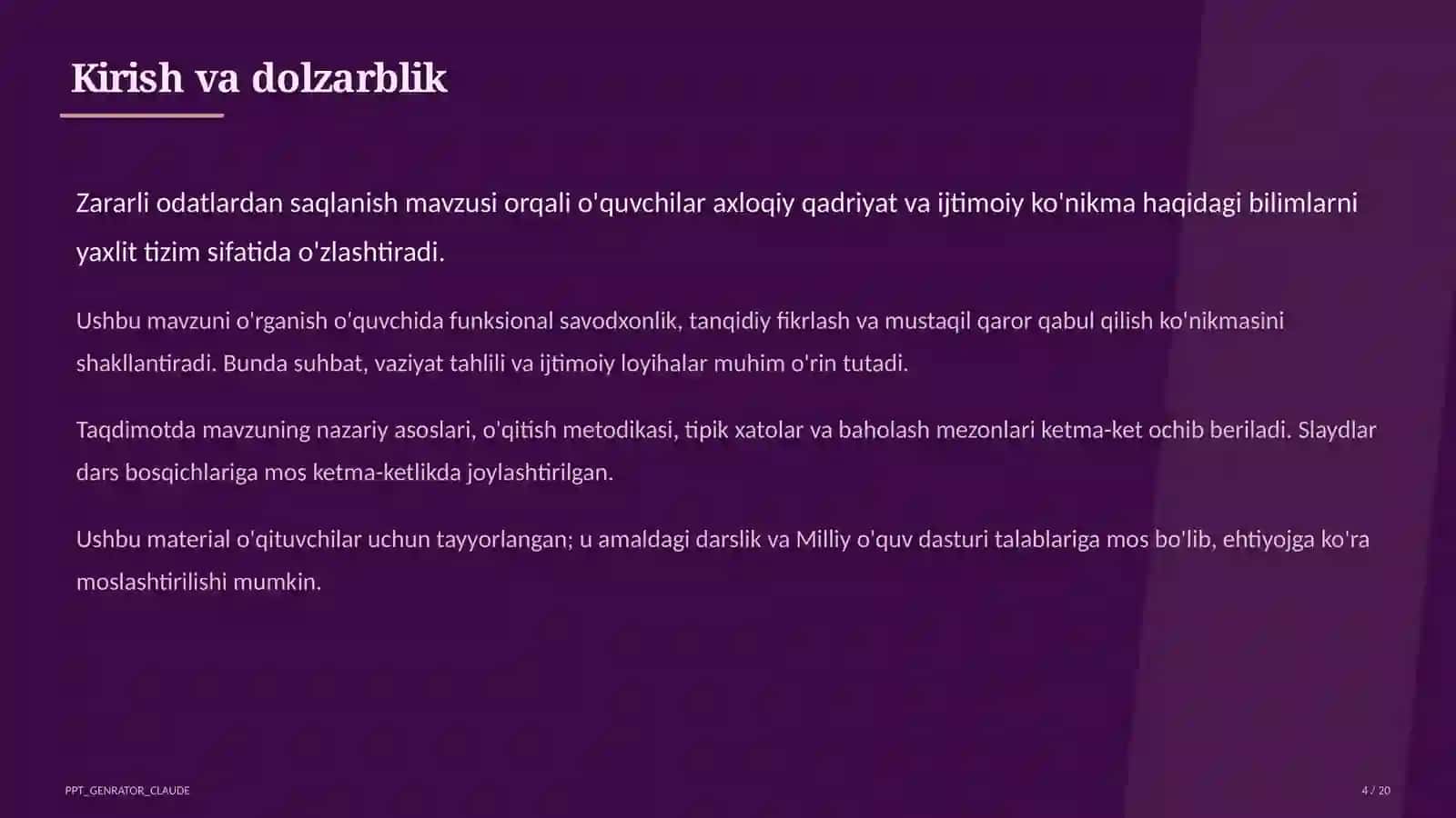Zararli odatlardan saqlanish (7-sinf) 4