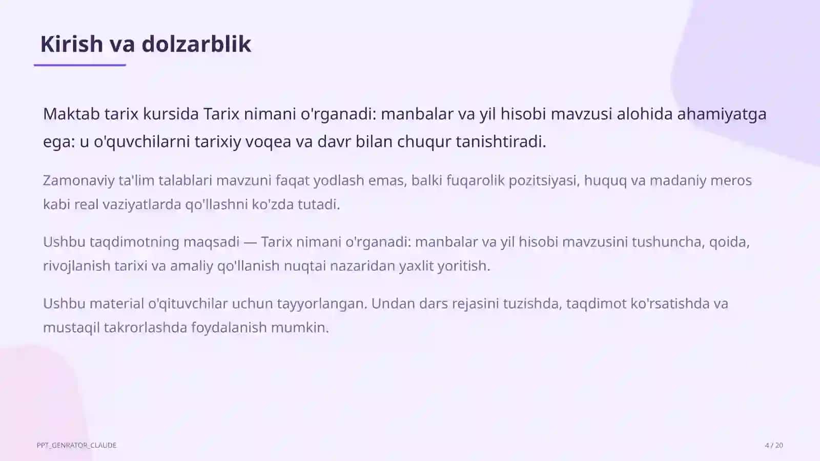 Tarix nimani o'rganadi: manbalar va yil hisobi (5-sinf) 4