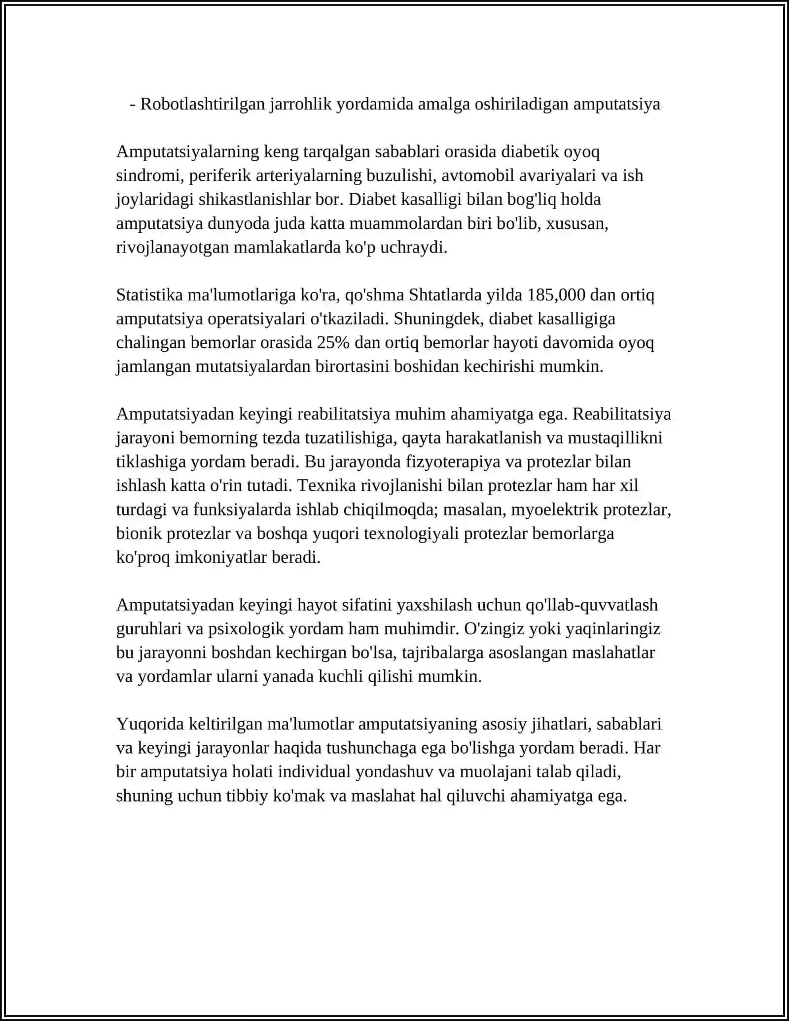 AMPUTATSIYA, PRATEZLASH ISHLARI, NOGIRONLAR TRANSPLANTATSIYASI 4