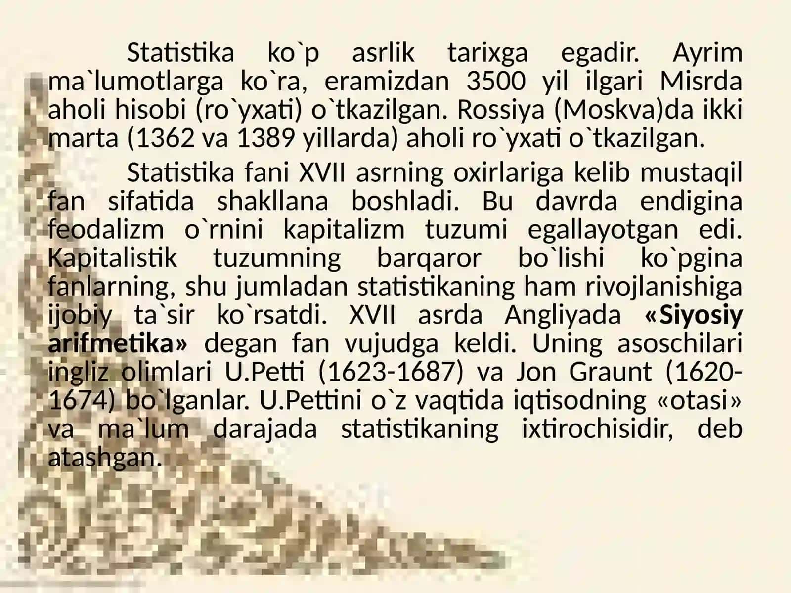 Beznes dastatistikafaniningpredmetivametodlari 4