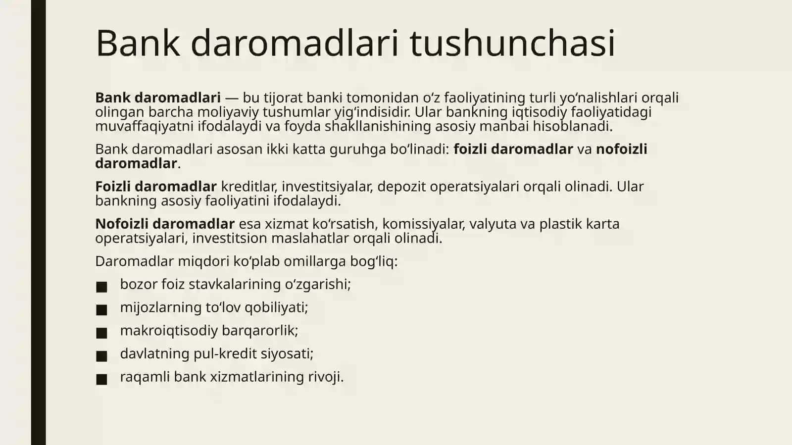 Bank sektorida daromad va xarajatlar ma’lumotlarini tahlili 4