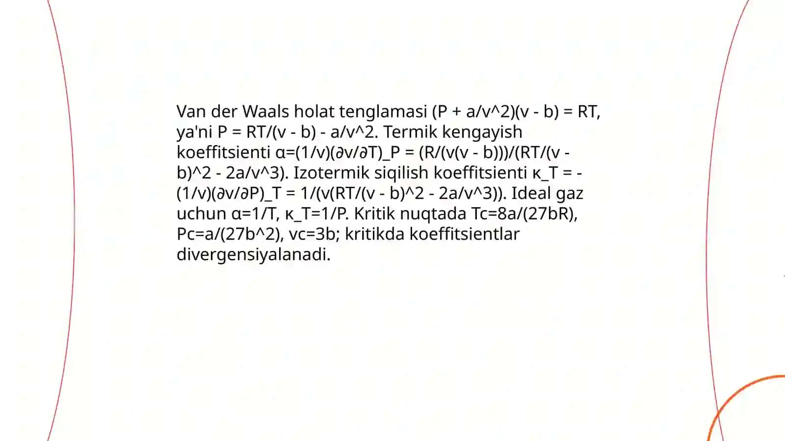Ideal gaz holat tenglamasi va termik kengayish koeffitsienti 4