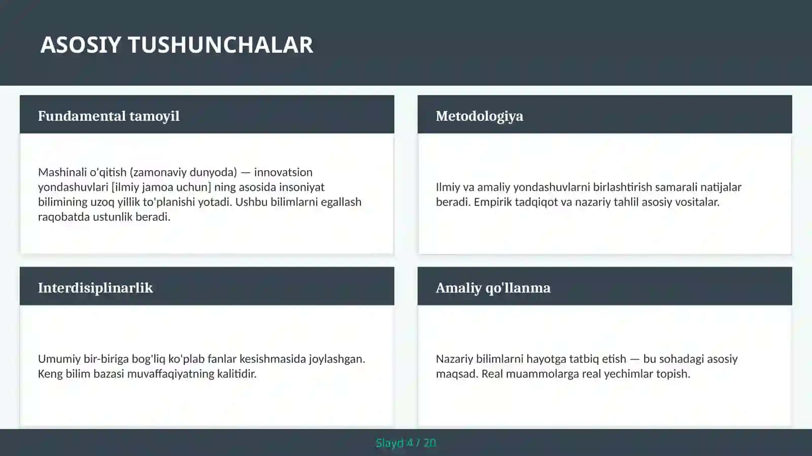 Mashinali o'qitish (zamonaviy dunyoda) — innovatsion yondashuvlari [ilmiy jamoa uchun] 4