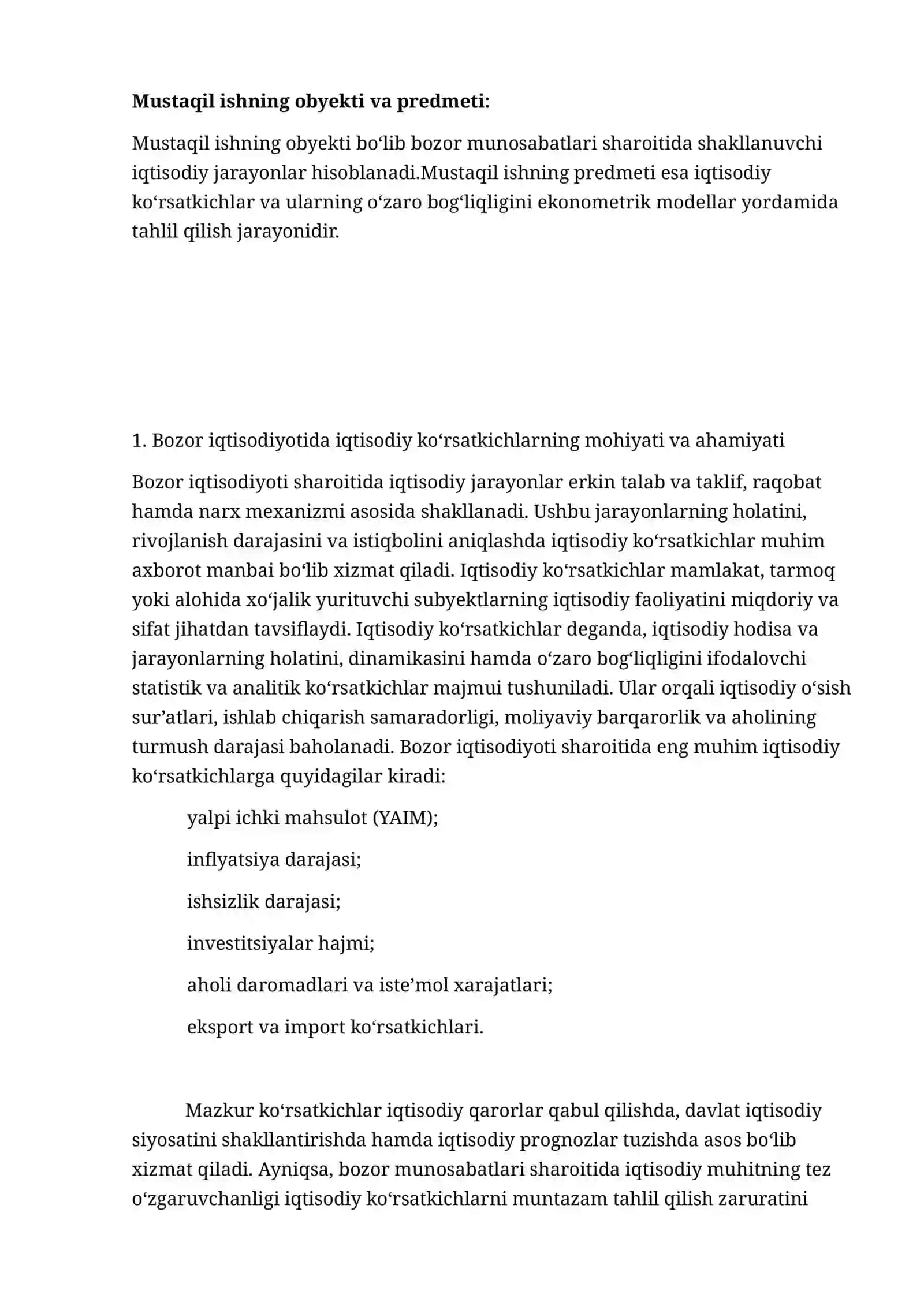 Iqtisodiy ko‘rsatkichlar va ekonometrik analiz 4