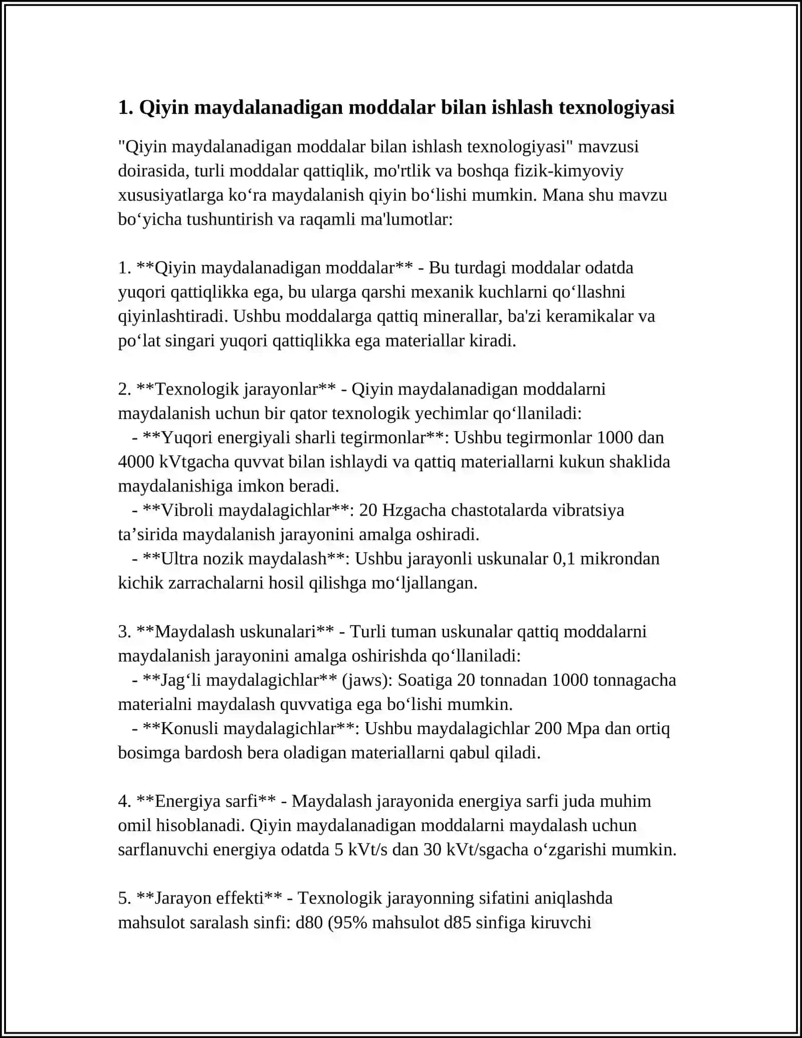 QIYIN MAYDALANADIGAN, TOʻZGʻUVCHI VA BOʻYOVCHI, EKSTRAKTLAR VA EFIR MOYLARI BILAN MODDALAR BILAN POROSHOKLAR TAYYORLASH 4