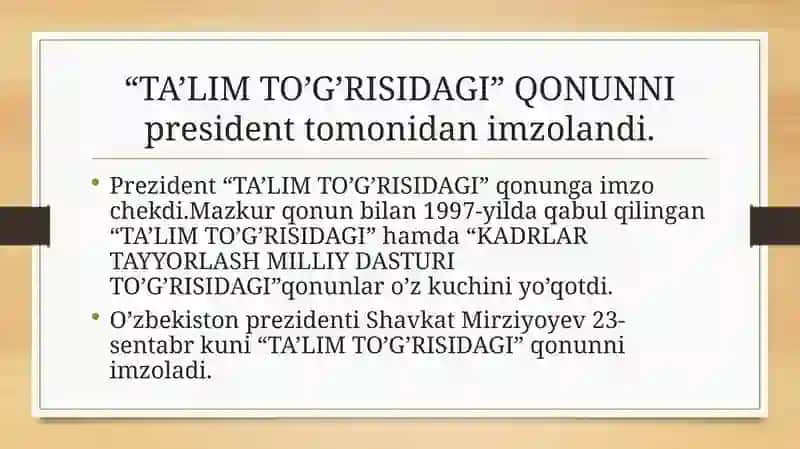 TA’LIM TO’G’RISIDAGI QONUN 4