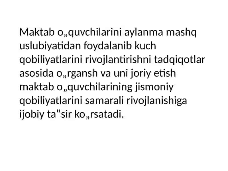 Maktab o'quvchilarini aylanma mashq uslubiyatidan foydalanib kuch qobiliyatlarini rivojlantirish 4