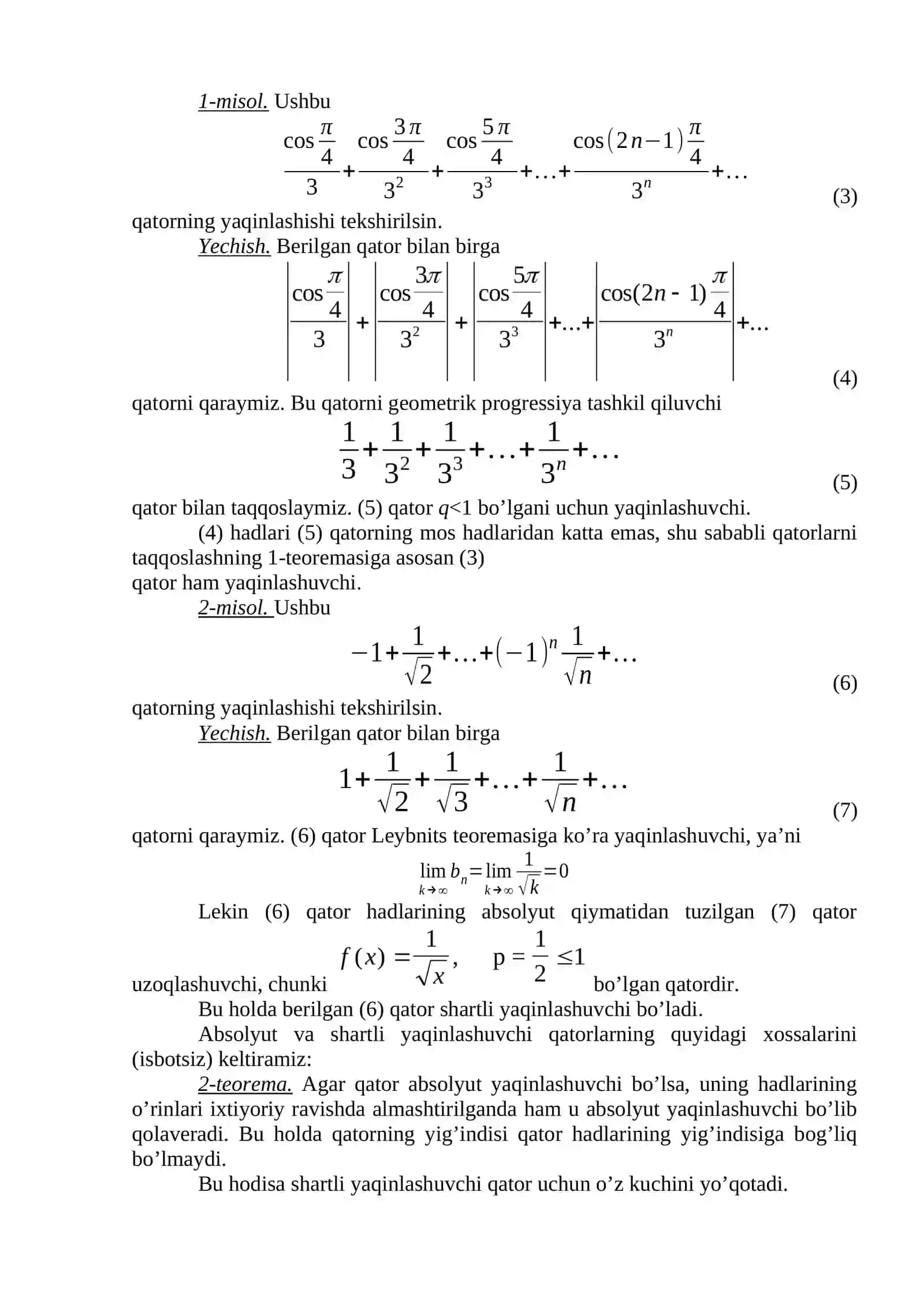 ISHORASI ALMASHINUVCHI QATORLAR 4