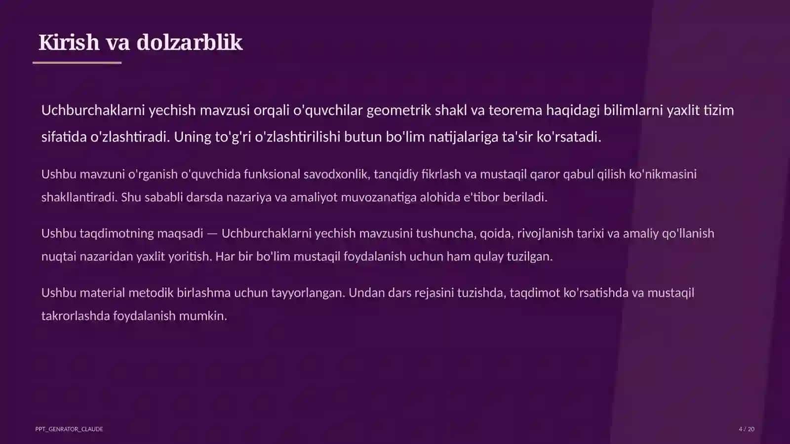 uchburchaklarni yechish 9 sinf 641 4