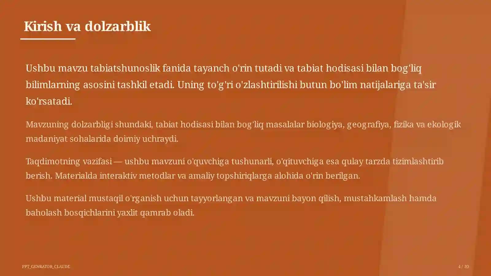 O'zbekistonning tabiiy zonalari: cho'l, tog', vodiy (4-sinf) 4
